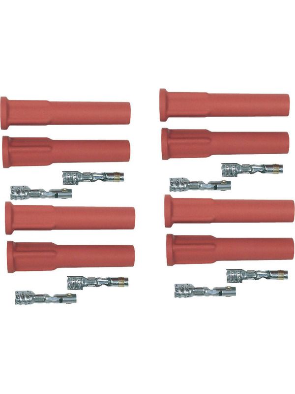 MSD SPARK PLUG BOOT & TERMINAL KIT STRAIGHT HIGH TEMP ORANGE SET OF 8