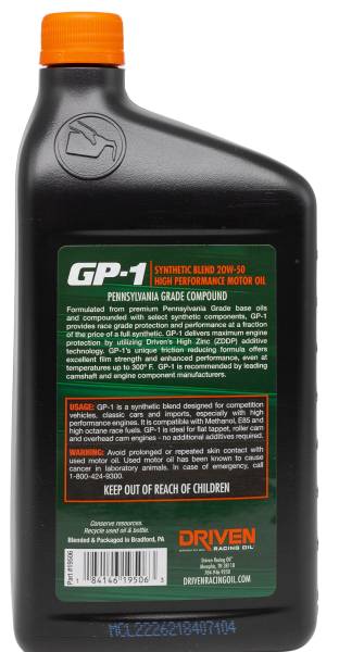 DRIVEN OIL GP1 20W50 1Q 19506