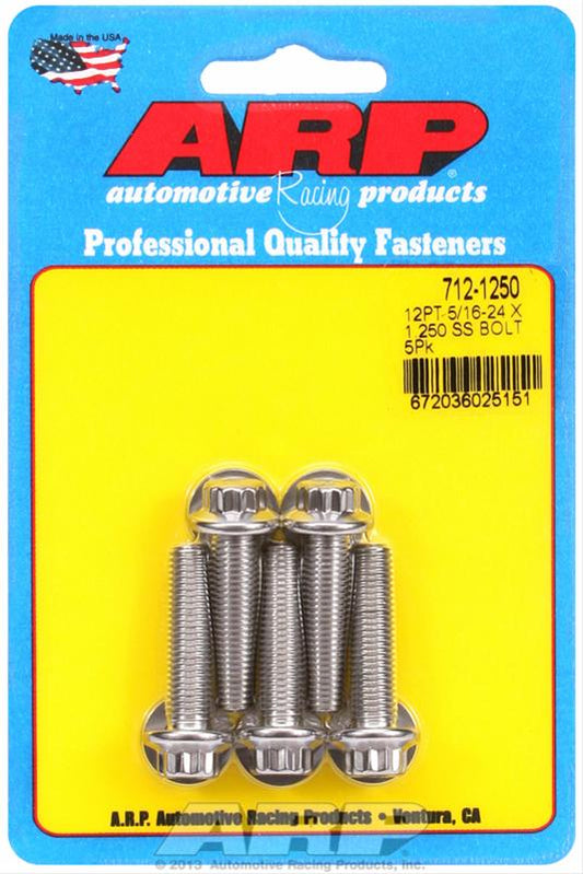 ARP BOLT 5/16"-24 12pt 1.250"UHL SS 5pk 712-1250