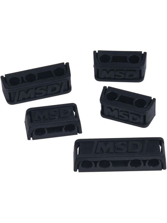 MSD PRO CLAMP SPARK PLUG LEAD SEPARATORS BLACK 7-9MM SET OF 8