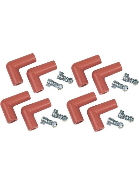 MSD SPARK PLUG BOOT & TERMINAL KIT 90° HIGH TEMP ORANGE SET OF 8