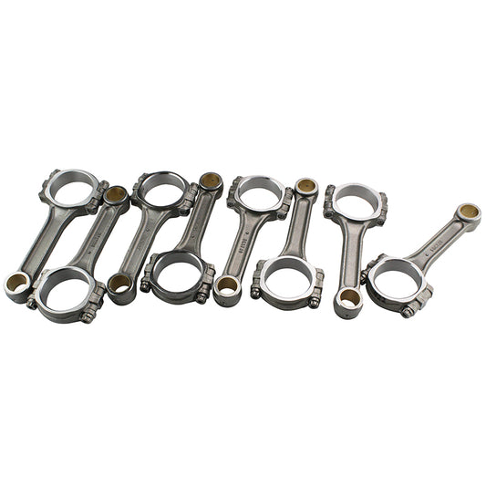 SCAT 6.000" Pro Stock I-Beam Conrods 4340, 3/8 ARP 8740 Bolts. SBC Small Block Chevy 350 LJ Connecting Rods, Bushed