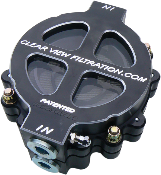 Clear View 400-115-B - 4" See Through Billet Screw-on Filter Assembly - Black
